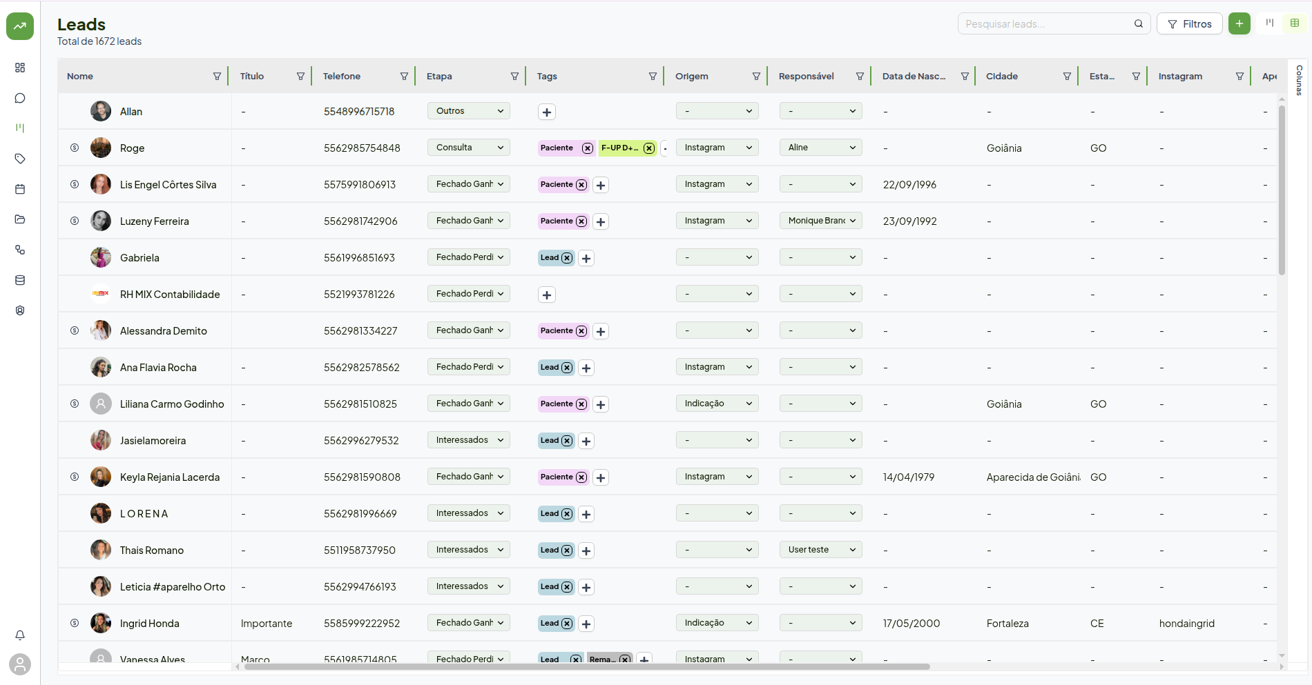 Tela do sistema - visão lateral esquerda